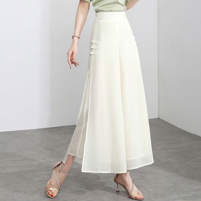 Women's High-Waisted Chiffon Wide-Leg Pants 2023
