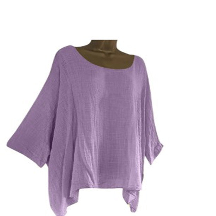 Summer Women's Casual Solid Color Top with Irregular Sleeves