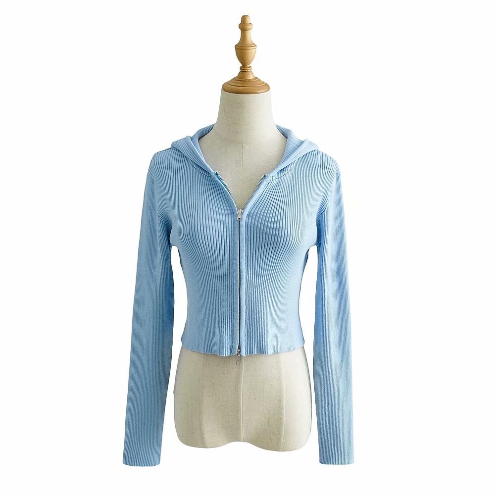 Autumn Solid Color Hooded Knitwear Sweater Coat