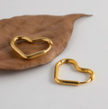 18K Gold-Plated Heart Earrings for Women (One Pair)