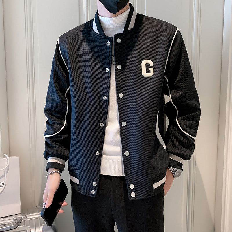 Trendy Men's Long Sleeve Jacket with Lapel Collar