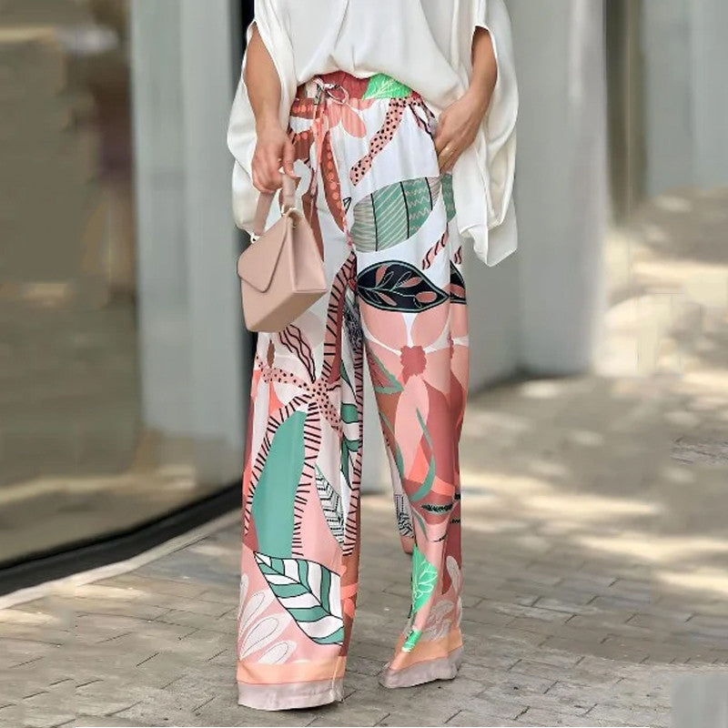 2023 Fashion V-Neck Batwing Sleeve Wide Leg Set