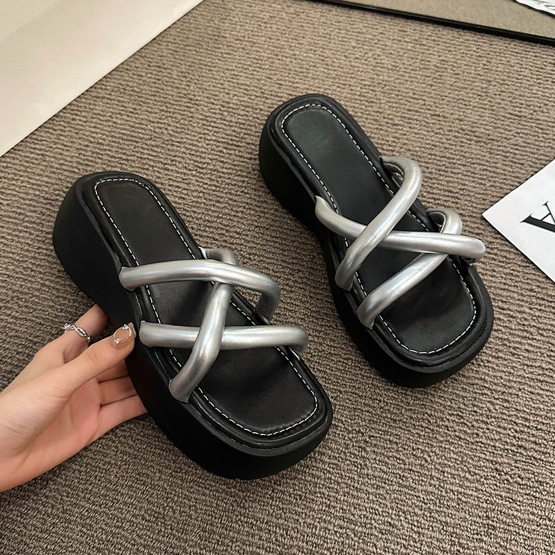 Fashionable Summer Chunky Heel Slides for Women 2023