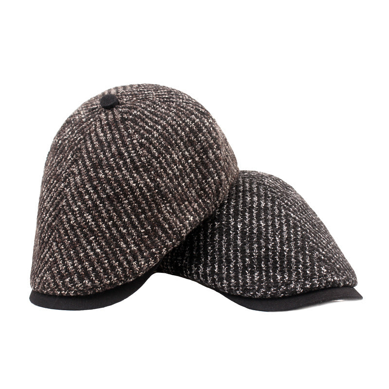 Men's Knit Beret Winter Duckbill Hat for Seniors