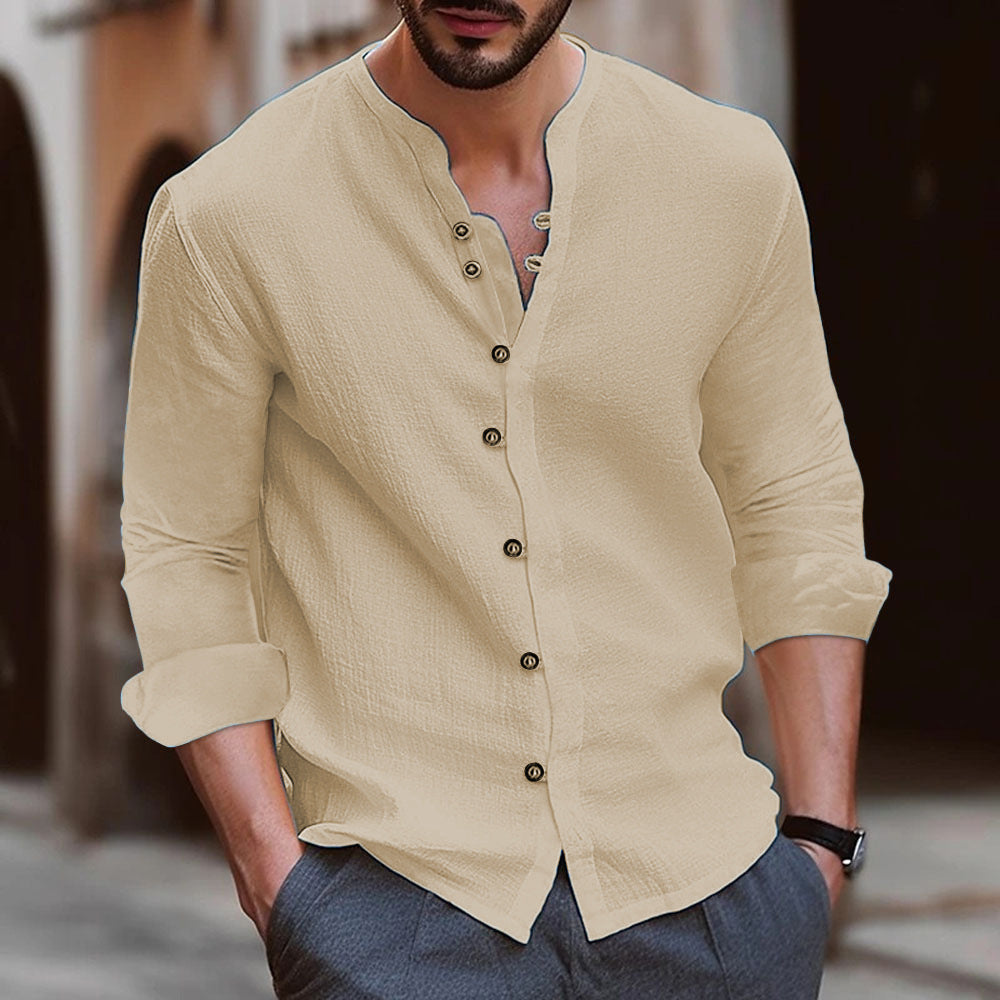 2024 Men's Vintage Solid Cotton-Linen Casual Shirt
