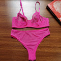 Lingerie Set with Transparent Design and Underwire in Purple