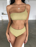 2019 Women's One-Shoulder Metallic Bikini Swimsuit 9182