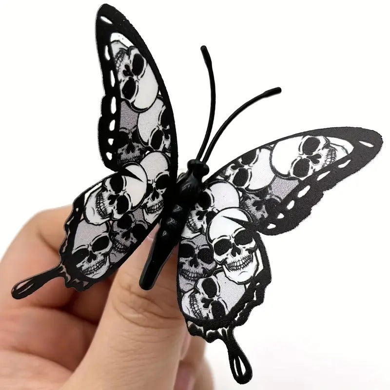 12PCS Skull Rose Butterfly 3D Wall Stickers Set
