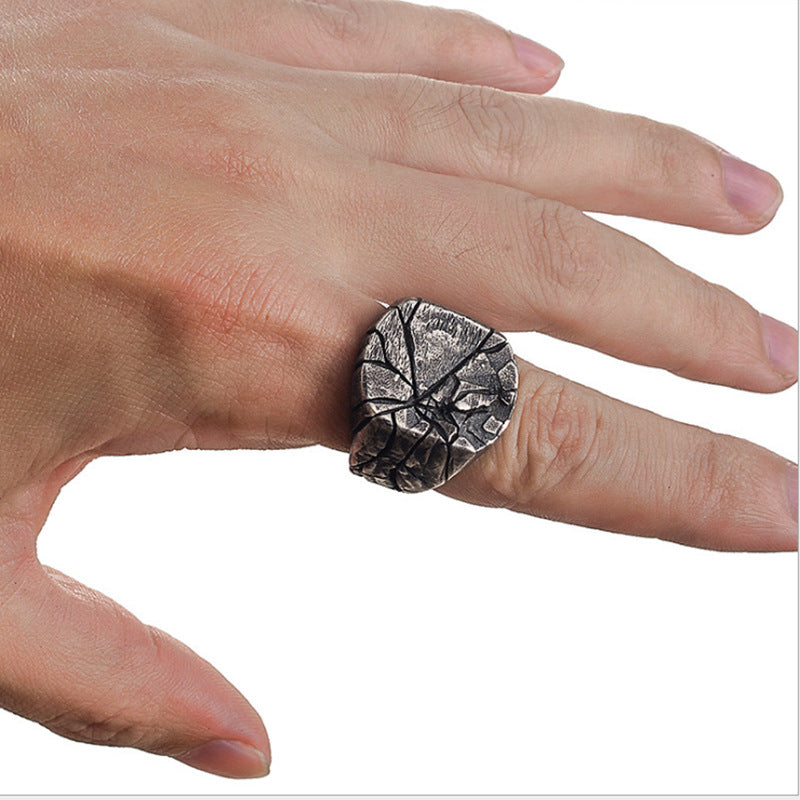 Vintage Silver-Look Square Men's Statement Ring