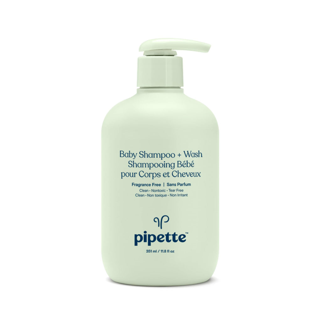 Pipette Baby Shampoo and Body Wash - Fragrance Free Tear-Free Bath Time Hypoallergenic Moisturizing Plant-Derived Squalane New Formula 11.8 fl oz
