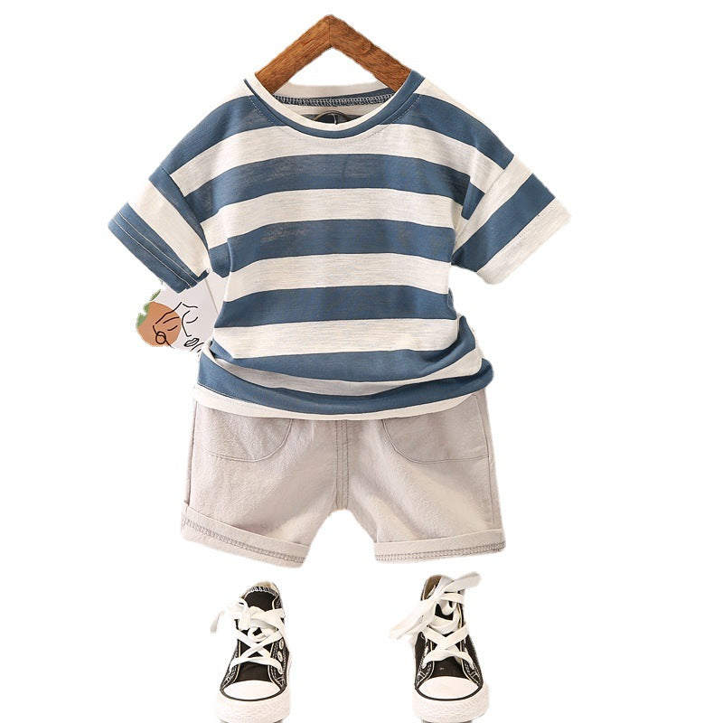 Kids' Striped T-Shirt and Solid Shorts Summer Set