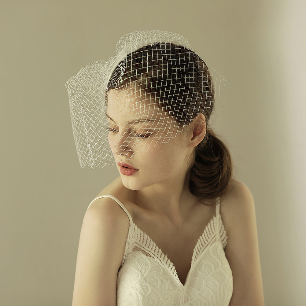 Bridal Veil with Handmade Comb and Birdcage Design