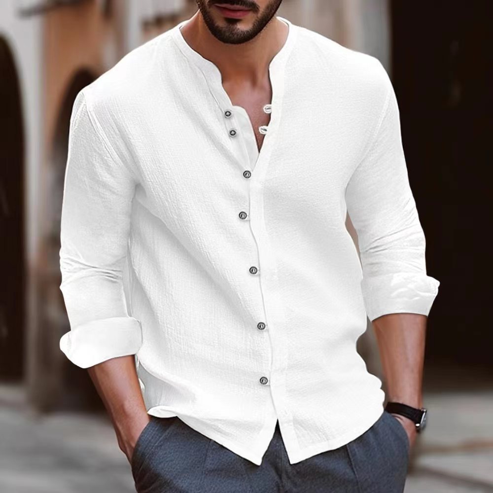 2024 Men's Vintage Solid Cotton-Linen Casual Shirt