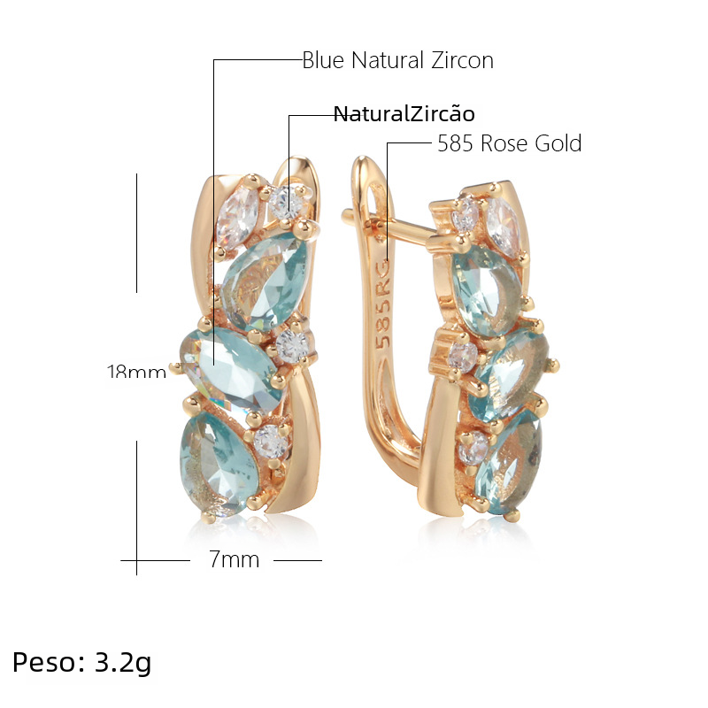 Versatile Earrings with Light Blue Zircon for Daily Wear