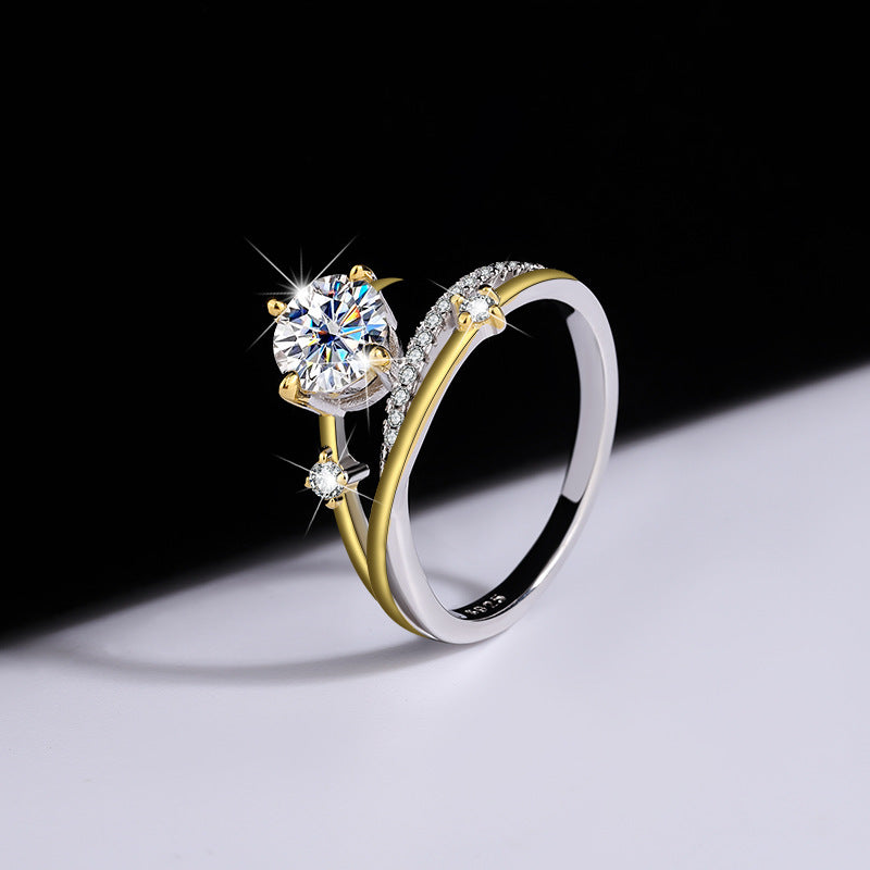 1 Carat Four-Prong Moissanite Silver Ring for Women