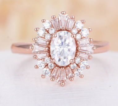 Luxury Diamond Women's Opal Engagement Ring