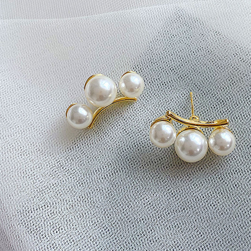 925 Silver Pearl Stud Earrings for Women - Minimalist Style
