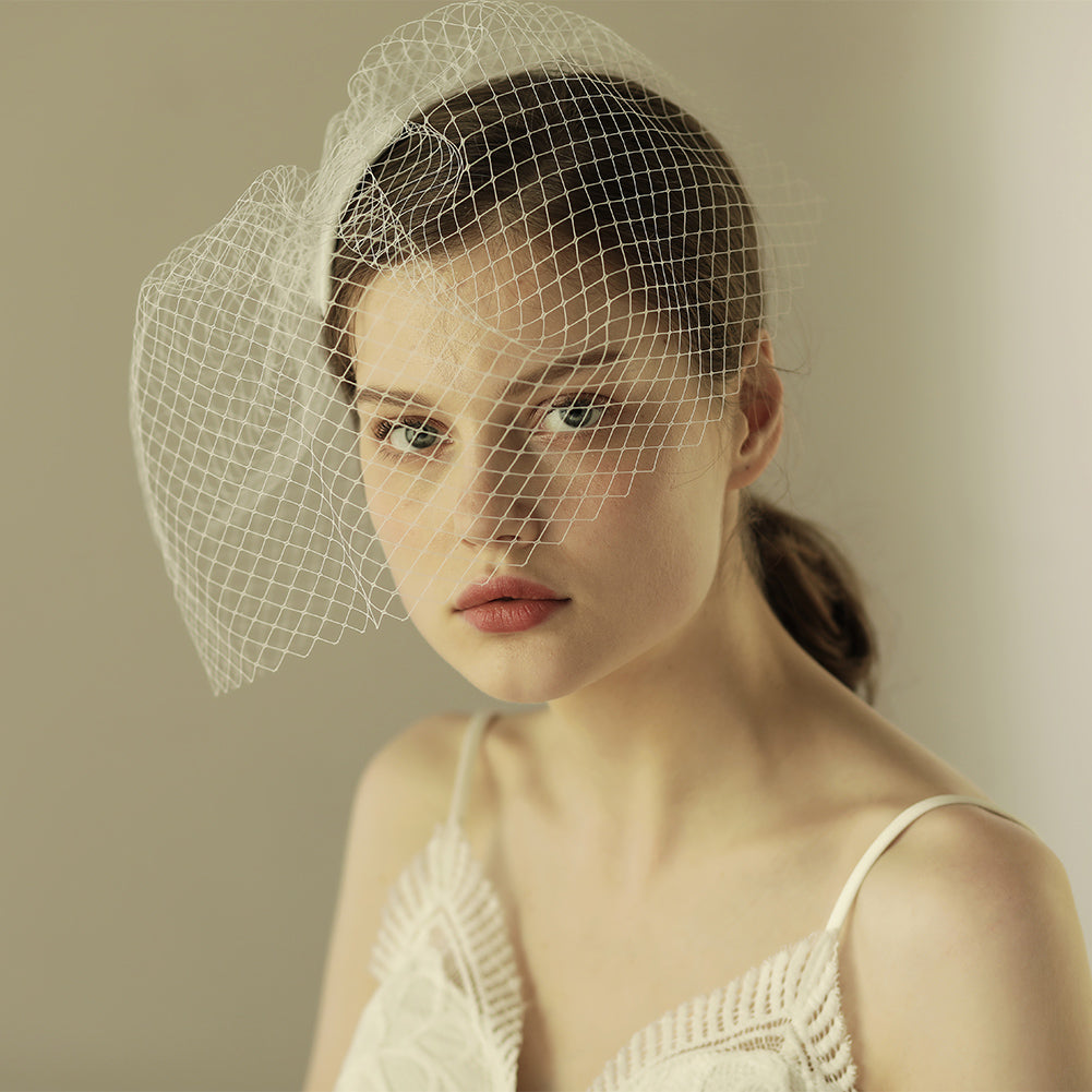 Bridal Veil with Handmade Comb and Birdcage Design