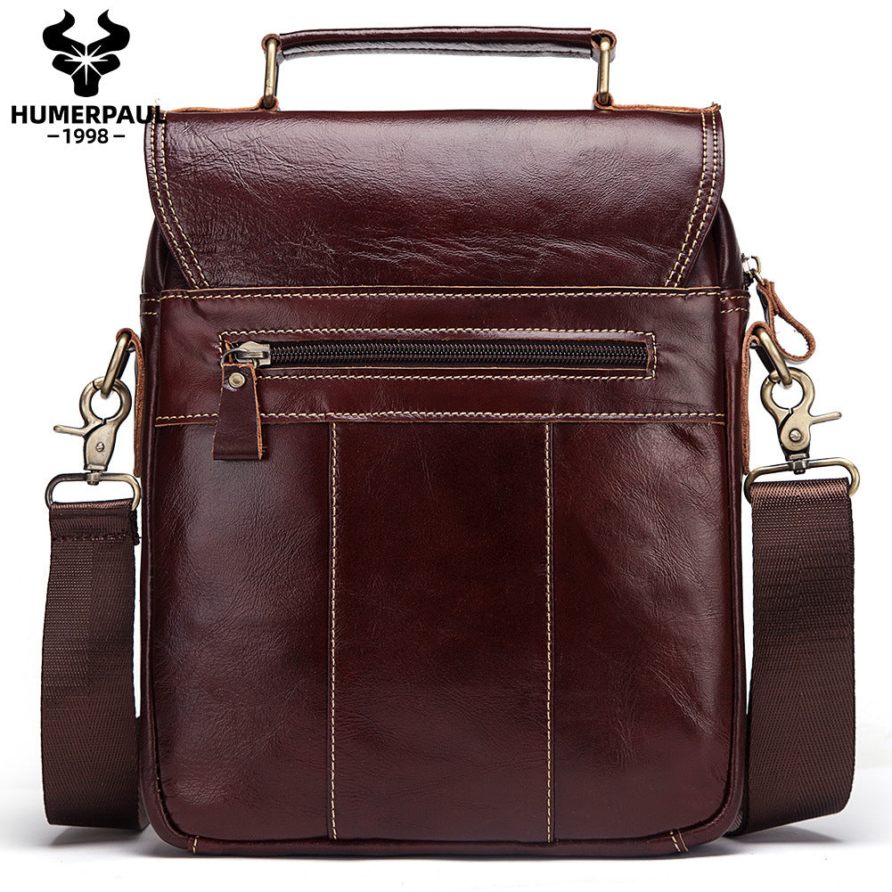 Men's Leather Business Shoulder Bag - Crossbody Backpack