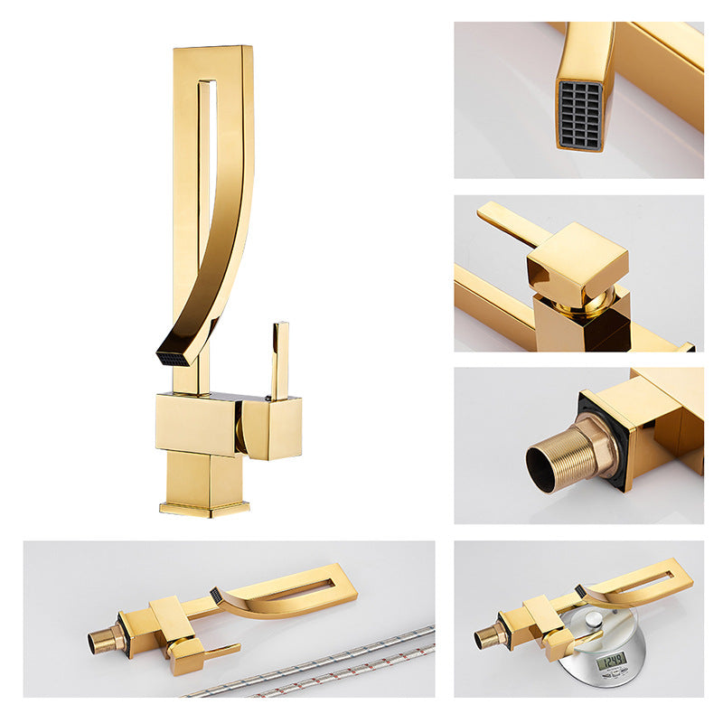 Modern Gold Rotating Kitchen Sink Faucet (All Copper)
