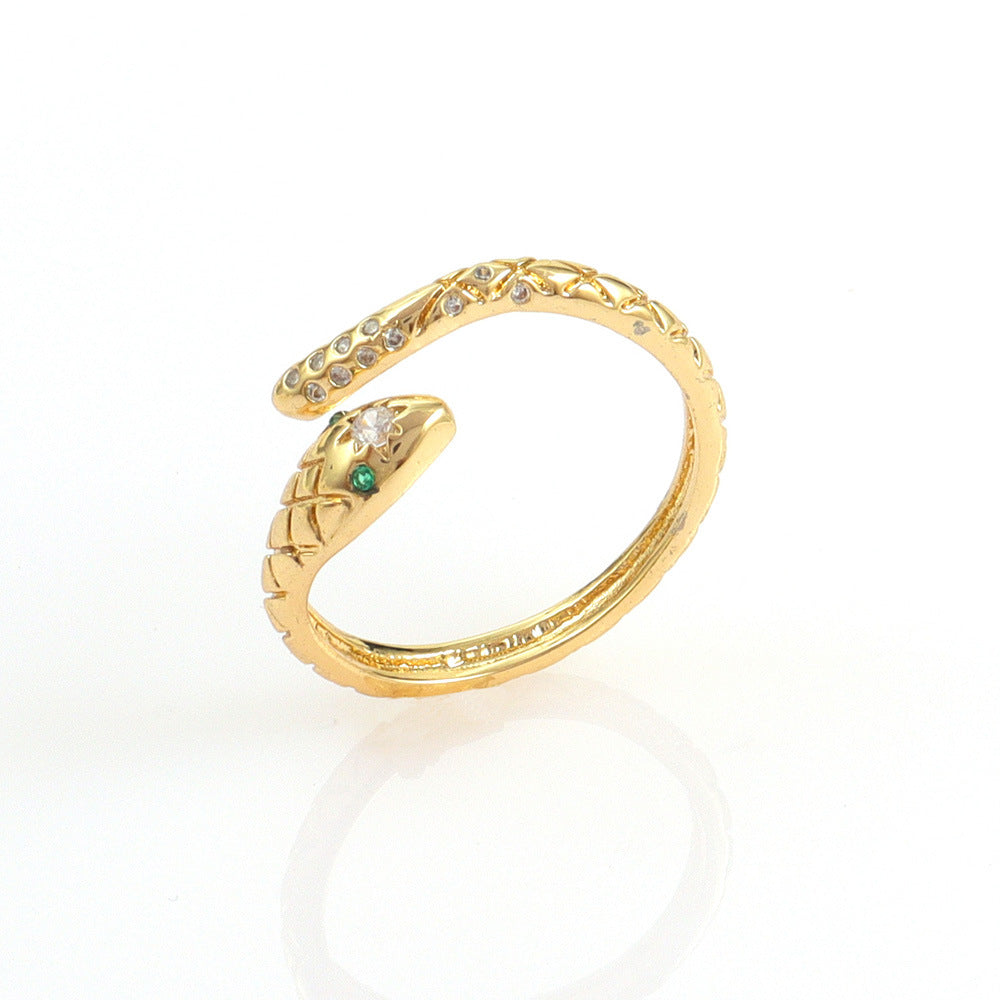 Creative Snake Shape Zircon Ring for Men and Women