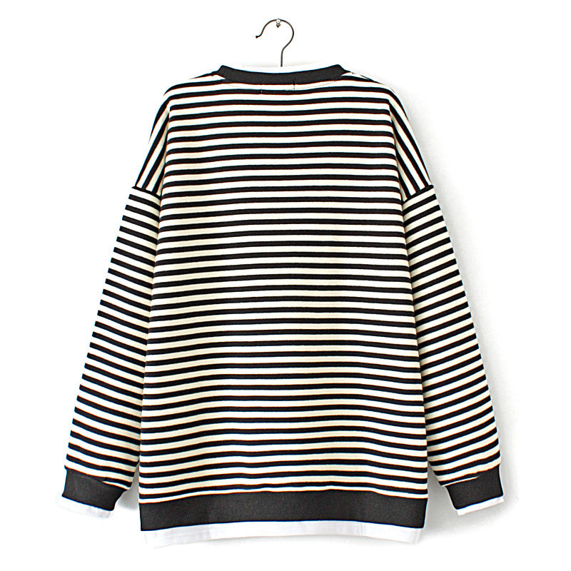 Plus Size Velvet Striped Two-Piece Sweater for Women