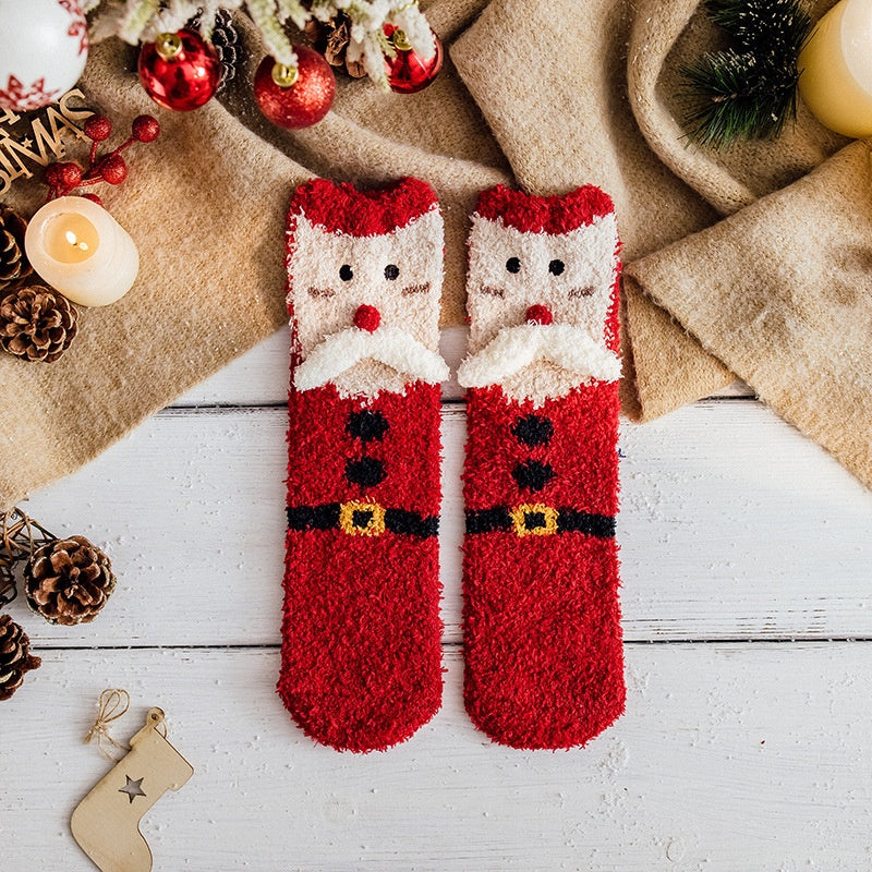 Cozy Cute Coral Fleece Plush Sleep Socks
