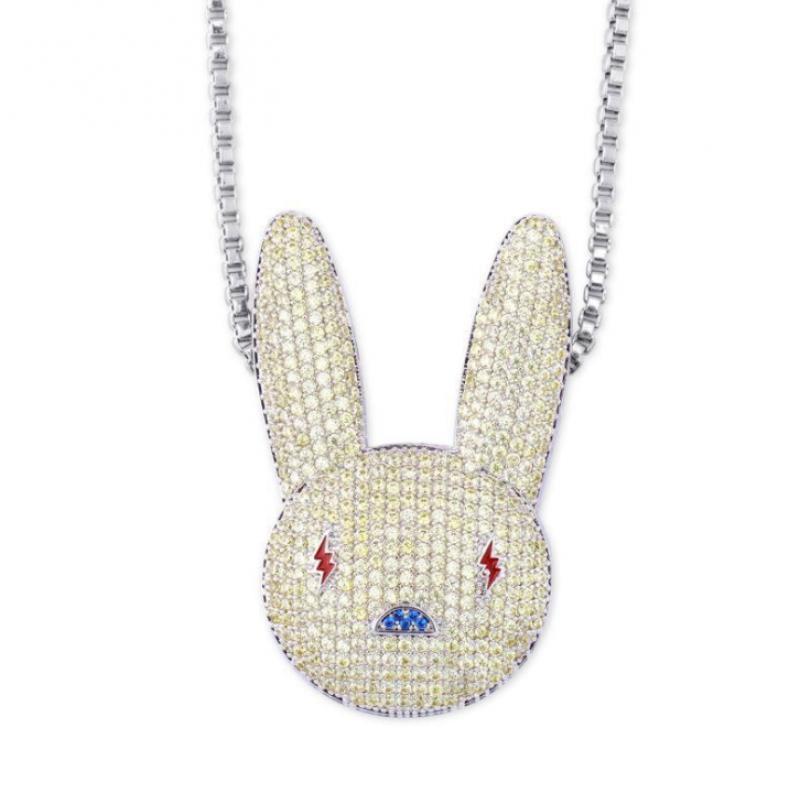 Hip Hop Fashion Zircon Rabbit Pendant Necklace