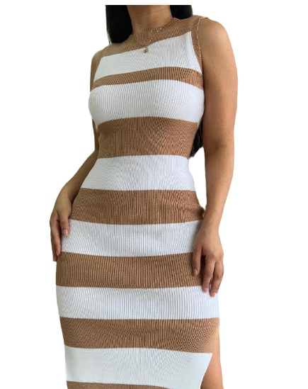 2023 Fashion Striped Sleeveless Knit Dress
