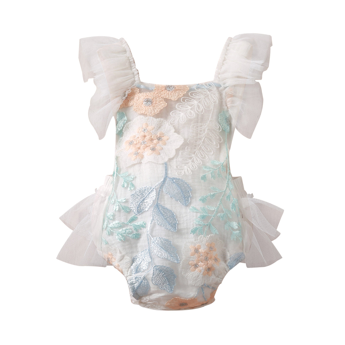 Mesh Embroidered Crawling Outfit