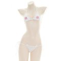 Three-Point Tie Bikini with Cat Paw Embroidery B0220