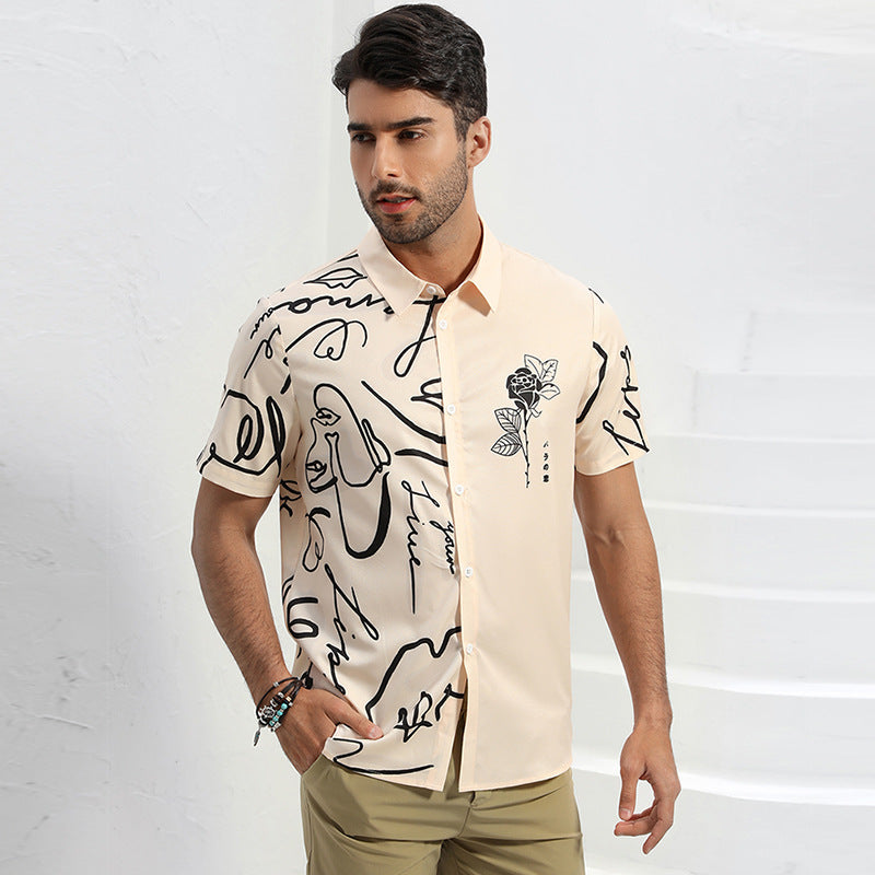Men's Comfortable Short Sleeve Digital Print Shirt