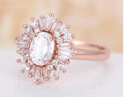 Luxury Diamond Women's Opal Engagement Ring
