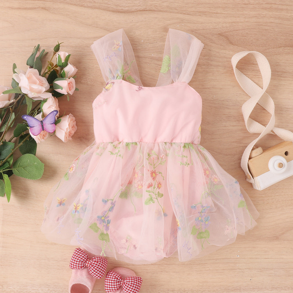 2023 Spring/Summer Girls' Embroidered Lace Romper