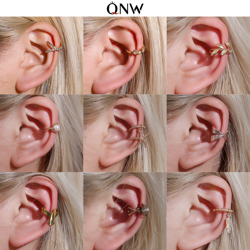 Retro Minimalist Leaf Ear Cuff Earrings for Non-Pierced
