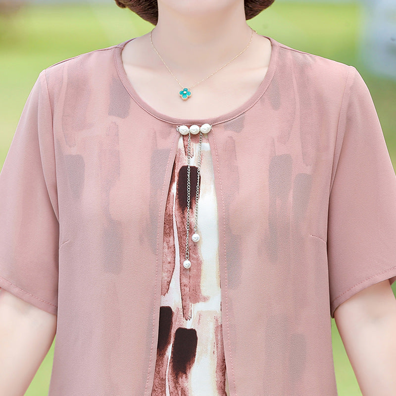 Elegant Plus Size Two-Piece Summer Dress for Moms