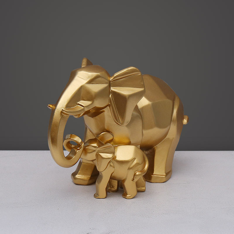 Nordic Minimalist Geometric Elephant Resin Figurine