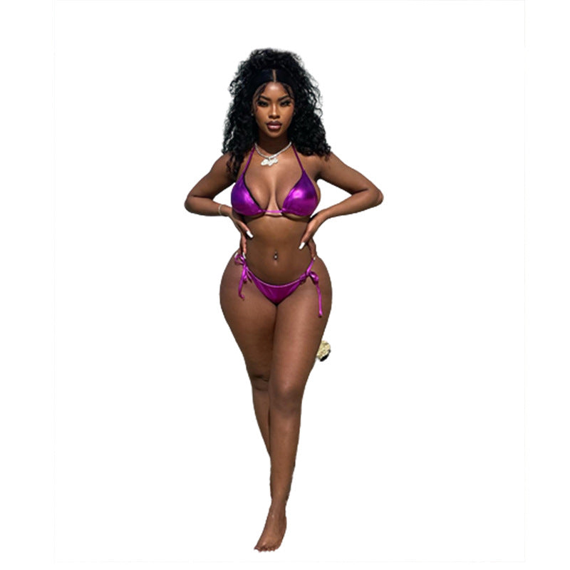 2024 Women's Summer Fashion Backless Reflective Bikini Set