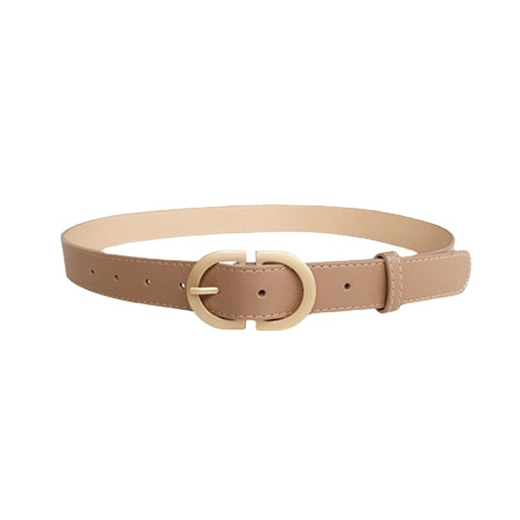 Women's Double D Belt with Alloy Buckle for Casual Wear