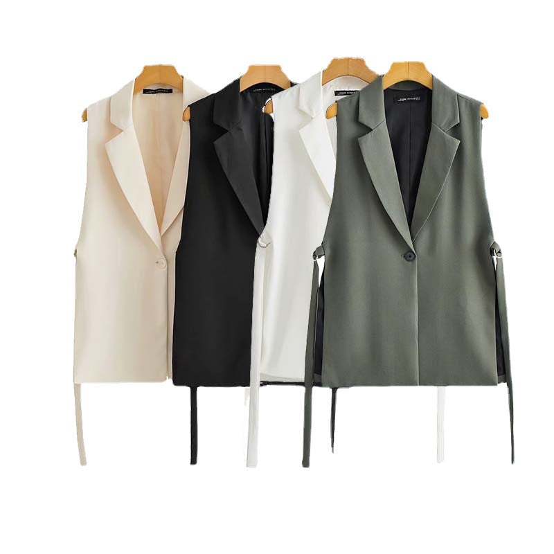 2022 Autumn New Solid Color Vest with Split Design