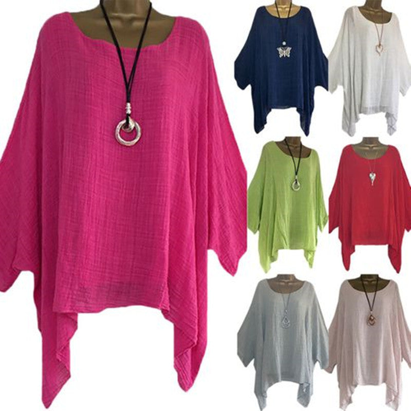 Summer Women's Casual Solid Color Top with Irregular Sleeves