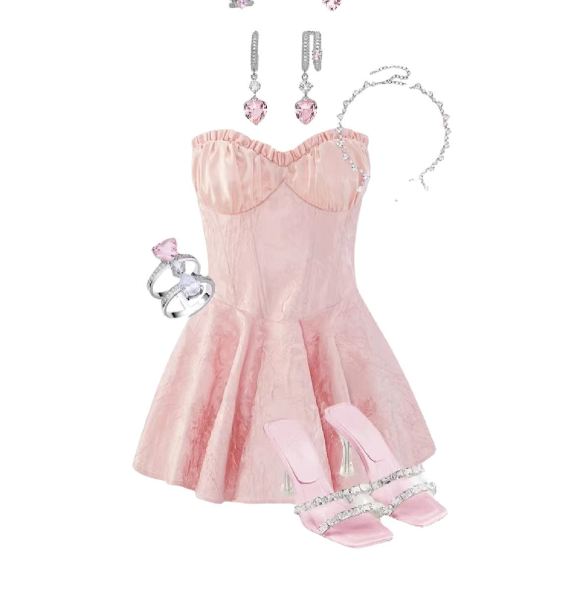 YIMENG23 High-End Strapless Short Dress with Design