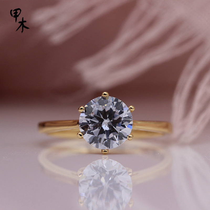 585 Russian Rose Gold Engagement Ring with Zirconia