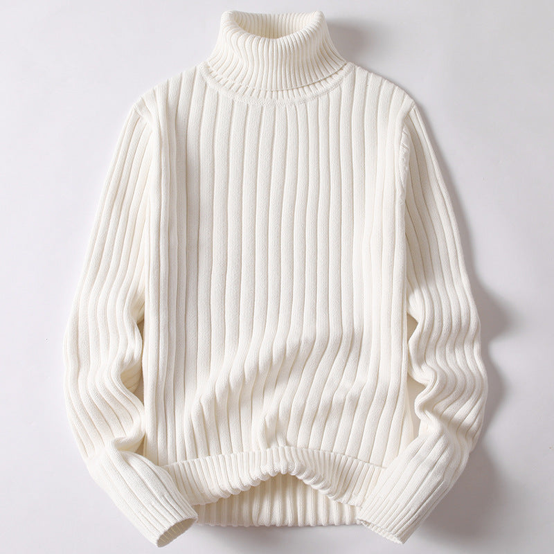 Solid Color High Neck Thick Knit Sweater for Men