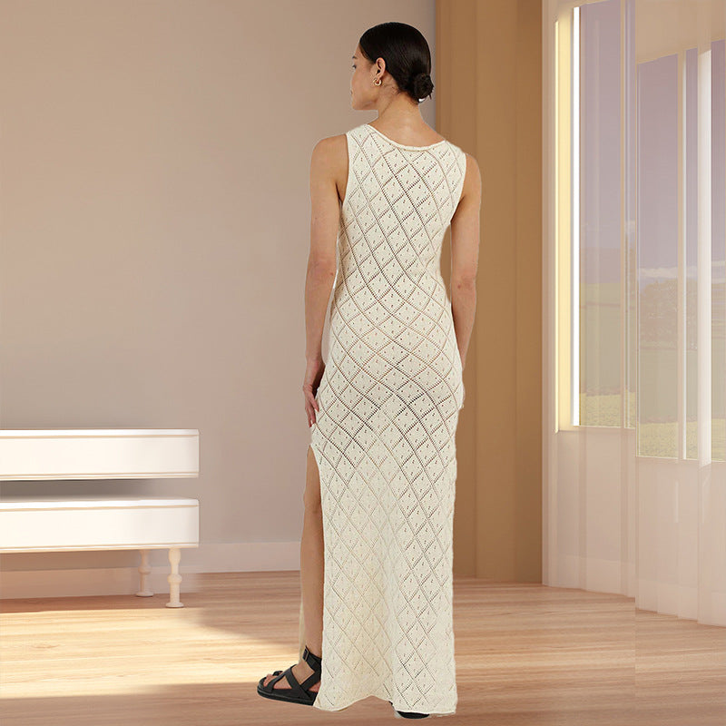 New Women’s Sexy Sheer Knitted Lace Maxi Dress