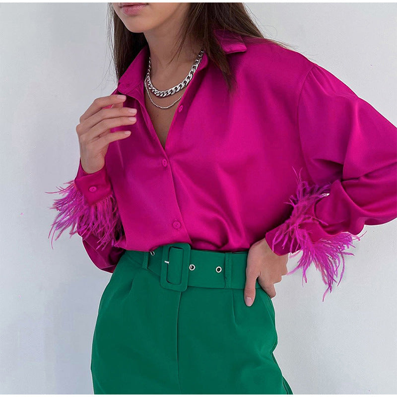 2022 Women's Fashion Summer Casual Feather Shirt
