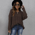Fashionable Thick Knit V-Neck Hooded Sweater for Women