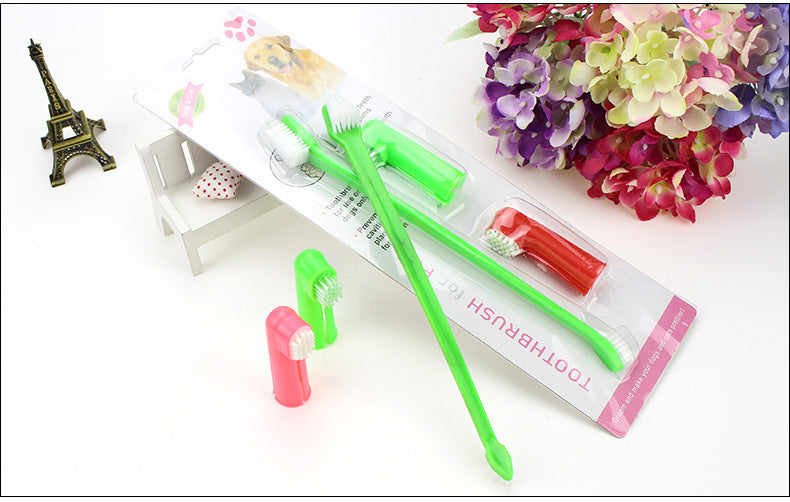 Double-Headed Pet Toothbrush Set - Three Pieces