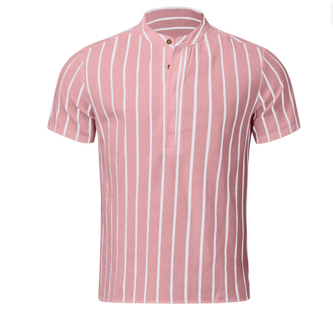 2023 Men's Casual Striped Short Sleeve Shirt