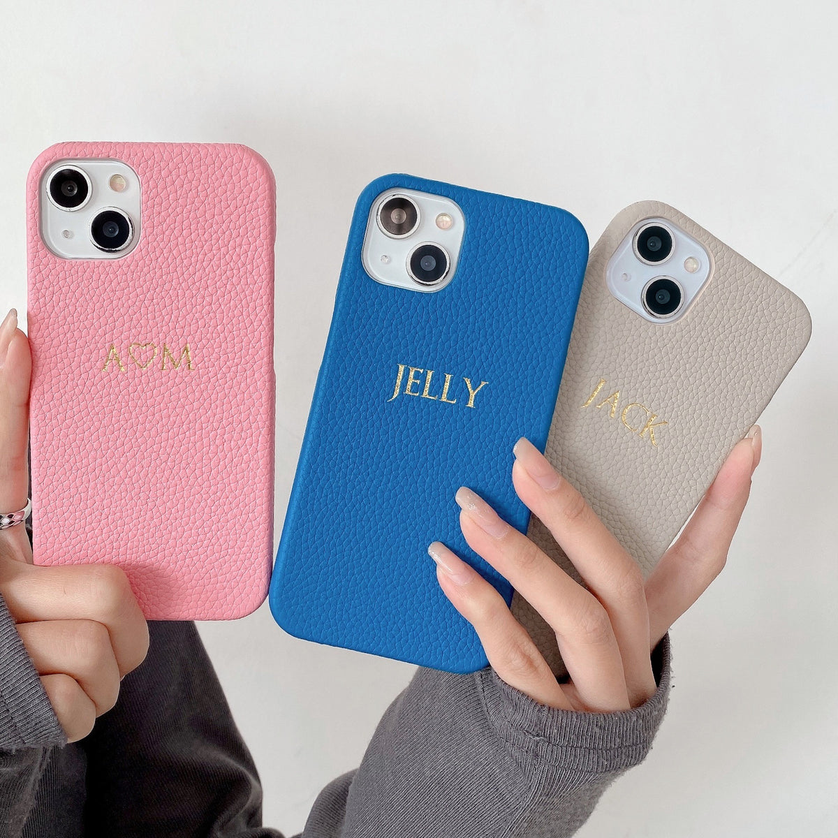 Personalized Gold Foil Leather Case for iPhone 14